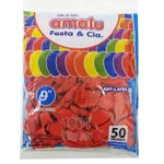 Balão Vermelho N09 50 Unid Amalu