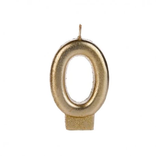 Vela Glitter 0 Dourada Silver Festas